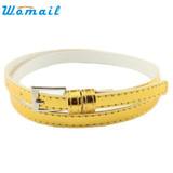 Stylish 2017 NEW Fashion Beautiful Woman Multicolor Small Candy Color Thin Leather Belt Ms Belt Free Shipping Wholesale ST23