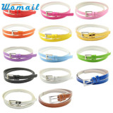 Stylish 2017 NEW Fashion Beautiful Woman Multicolor Small Candy Color Thin Leather Belt Ms Belt Free Shipping Wholesale ST23