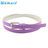 Stylish 2017 NEW Fashion Beautiful Woman Multicolor Small Candy Color Thin Leather Belt Ms Belt Free Shipping Wholesale ST23