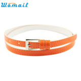 Stylish 2017 NEW Fashion Beautiful Woman Multicolor Small Candy Color Thin Leather Belt Ms Belt Free Shipping Wholesale ST23