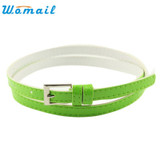 Stylish 2017 NEW Fashion Beautiful Woman Multicolor Small Candy Color Thin Leather Belt Ms Belt Free Shipping Wholesale ST23