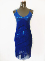 Stunning Stage Dance Fringe Flapper Costume 1920s Great Gatsby Style Sequin Tassel V-Neck Cocktail Latin Party Dress
