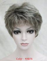 StrongBeauty Synthetic Short Curly Hair Puffy Natural Blonde/Silver Grey Wigs With Bangs For Women Many Color For Choose