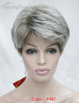 StrongBeauty Synthetic Short Curly Hair Puffy Natural Blonde/Silver Grey Wigs With Bangs For Women Many Color For Choose