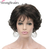 StrongBeauty Short Curly Synthetic Wigs Heat Resistant Full Capless Hair Women Wig
