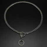 Strong Silver Gold Stainless Steel Slip Dog Collar Metal Dogs Training Choke Chain Collars With Free Whistle