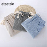 Striped Pants Casual Trousers Loose Straight Cotton Pants Mid-waist Pocket Full Length Women Pants Pantalon Femme Plus Size 2017