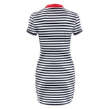 Striped Navy V neck Summer Dresses Casual Bodycon Knee-Length Summer Dress Women Clothes