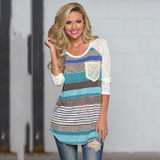 Striped Lace Crochet Women Blouses Plus Size Knitted Autumn Pockets Shirts Long Sleeves Asymmetrical Patchwork Pullovers 30%Y