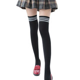 Striped Fashion Designer Women Over The Knee Socks White Black Thigh High Thick Lovely Girls Princess Knee High Long Socks 555