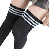 Striped Fashion Designer Women Over The Knee Socks White Black Thigh High Thick Lovely Girls Princess Knee High Long Socks 555