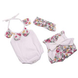 Striped Baby Girls Clothes Summer Cotton Baby Rompers+Short Pant+Girls Headbands Ruffled Newborn Baby Clothing Toddler Outfits