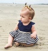 Striped baby clothes dress Newborn Baby Girls Party Princess Pageant Tutu Dress Kid Toddler Navy Blue Dress