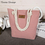 Stripe Black Handbag Summer Beach Bag Canvas Tote Bags Canvas Woman Shopping Bag Women Cheap Hand Bags Shoulder Sac a Main