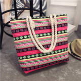 Stripe Black Handbag Summer Beach Bag Canvas Tote Bags Canvas Woman Shopping Bag Women Cheap Hand Bags Shoulder Sac a Main