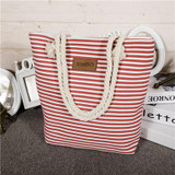 Stripe Black Handbag Summer Beach Bag Canvas Tote Bags Canvas Woman Shopping Bag Women Cheap Hand Bags Shoulder Sac a Main