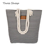Stripe Black Handbag Summer Beach Bag Canvas Tote Bags Canvas Woman Shopping Bag Women Cheap Hand Bags Shoulder Sac a Main