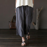 Stretchy High Waist Wide Leg Pants Women Plus Size Vintage Casual  Linen Harem Pants Trousers Pantalon Femme 2017 New Fashion