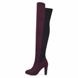 Stretch Lycra Over The Knee Boots Womens High Heels Thigh High Boots Winter Party Dress Shoes Black Grey Apricot Winered