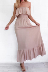 Chicnico Fashion Off Shoulder Pink Maxi Dress Chicnico Fashion Off Shoulder Pink Maxi Dress