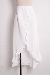 Chicnico Fashion Flounce Hem Solid Color Beach Skirt