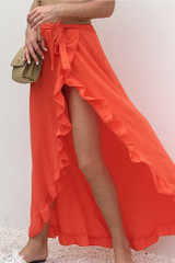 Chicnico Fashion Flounce Hem Solid Color Beach Skirt