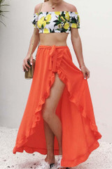 Chicnico Fashion Flounce Hem Solid Color Beach Skirt