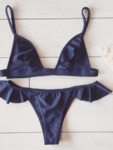 Chicnico Fashion Flounce Solid Color Bikini Set