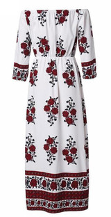 Chicnico Fashion Bateau Off Shoulder Floral Print Dress Chicnico Fashion Bateau Off Shoulder Floral Print Dress