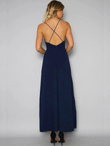 Chicnico Embroidery Halter Open Back Maxi Dress