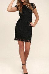 Chicnico Duplicate Open Back Lace Mini Dress