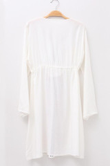 Chicnico Duplicate Embroidery White Beach Dress Cover Up