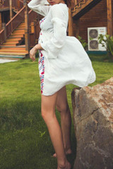 Chicnico Duplicate Embroidery White Beach Dress Cover Up
