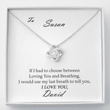 Love Knot Necklace Gift for Wife, Girlfriend - Personalized Message Card