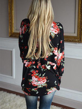 Chicnico Cute Floral Print Casual Open Collar Cardigan