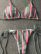 Chicnico Come With Me Multi color Striped Bikini Set