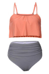 Chicnico Color Block Tank High Waist Bikini Set