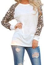 Chicnico Casual Spliced Leopard Print Top