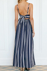 Chicnico Casual Striped Maxi Braced Dress