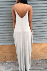 Chicnico Casual Solid Color Braced Maxi Dress