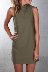 Chicnico Casual Sleeveless Solid Color Mini Dress