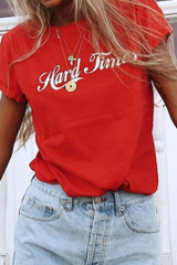 Chicnico Casual Letter Printed Red Tee