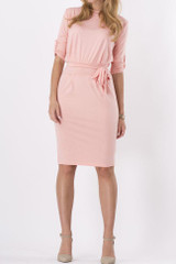 Chicnico Casual Half Sleeve Solid Color Midi Dress