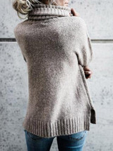 Chicnico Casual Knit High Neck Loose Sweater