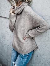 Chicnico Casual Knit High Neck Loose Sweater