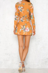 Chicnico Casual Floral Printed V Neck Long Sleeve Mini Dress
