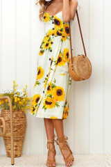 Chicnico Casual Floral Printed Braced Midi Dress