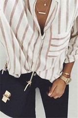 Chicnico Casual Fashion Striped Blouse Top