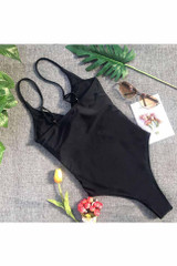 Chicnico Casual Bow Tie Front Solid Color Bikini Set