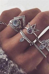 Chicnico Boho Vintage Jewelry Style Rings(Set Of 8 )